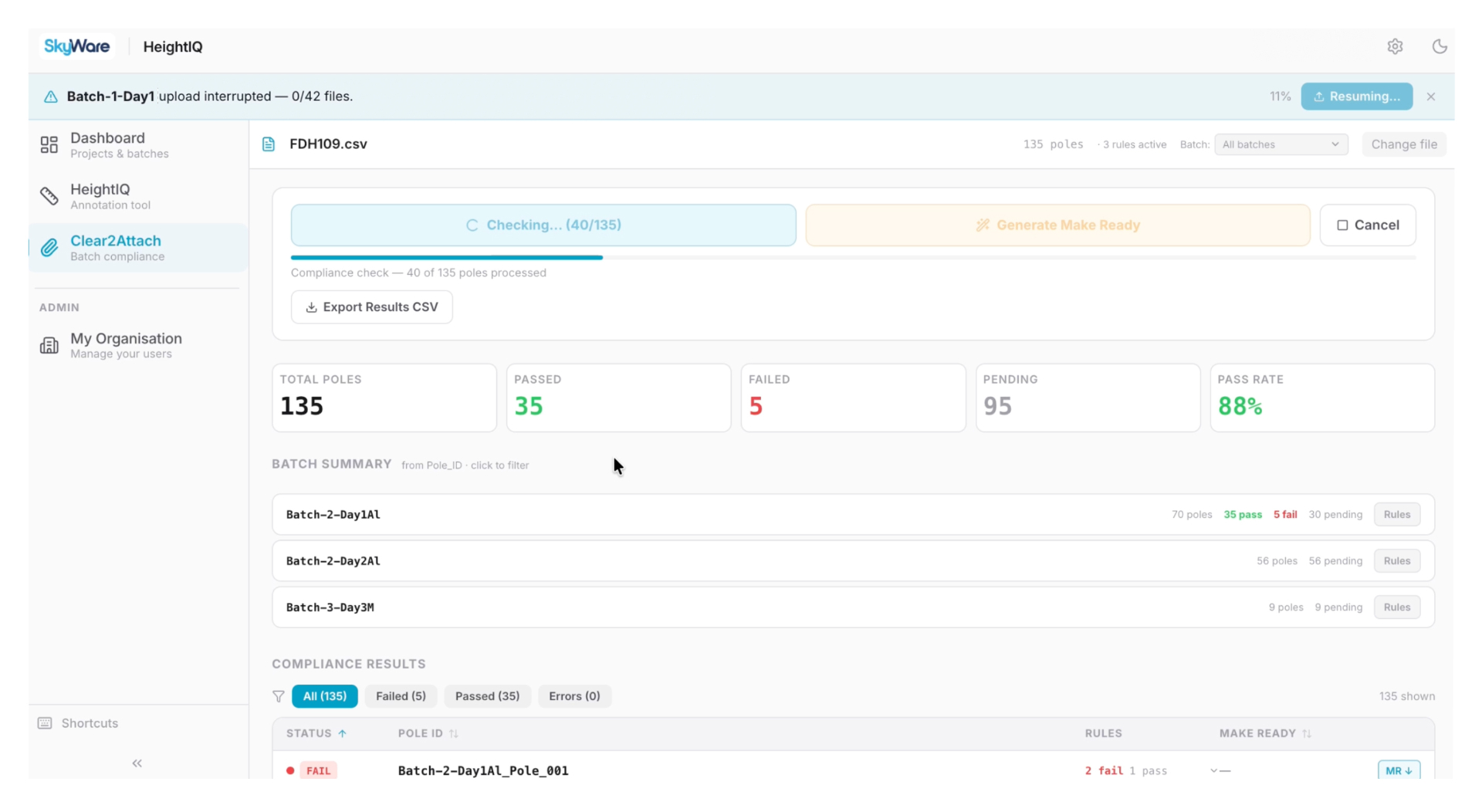 SkyWare workflow automation dashboard